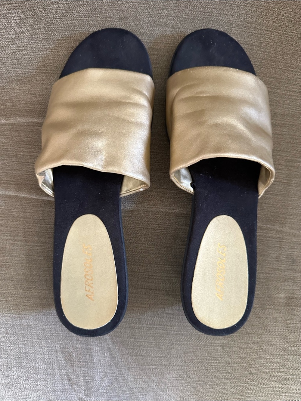 Aerosoles Metallic Gold Slip-On Slides